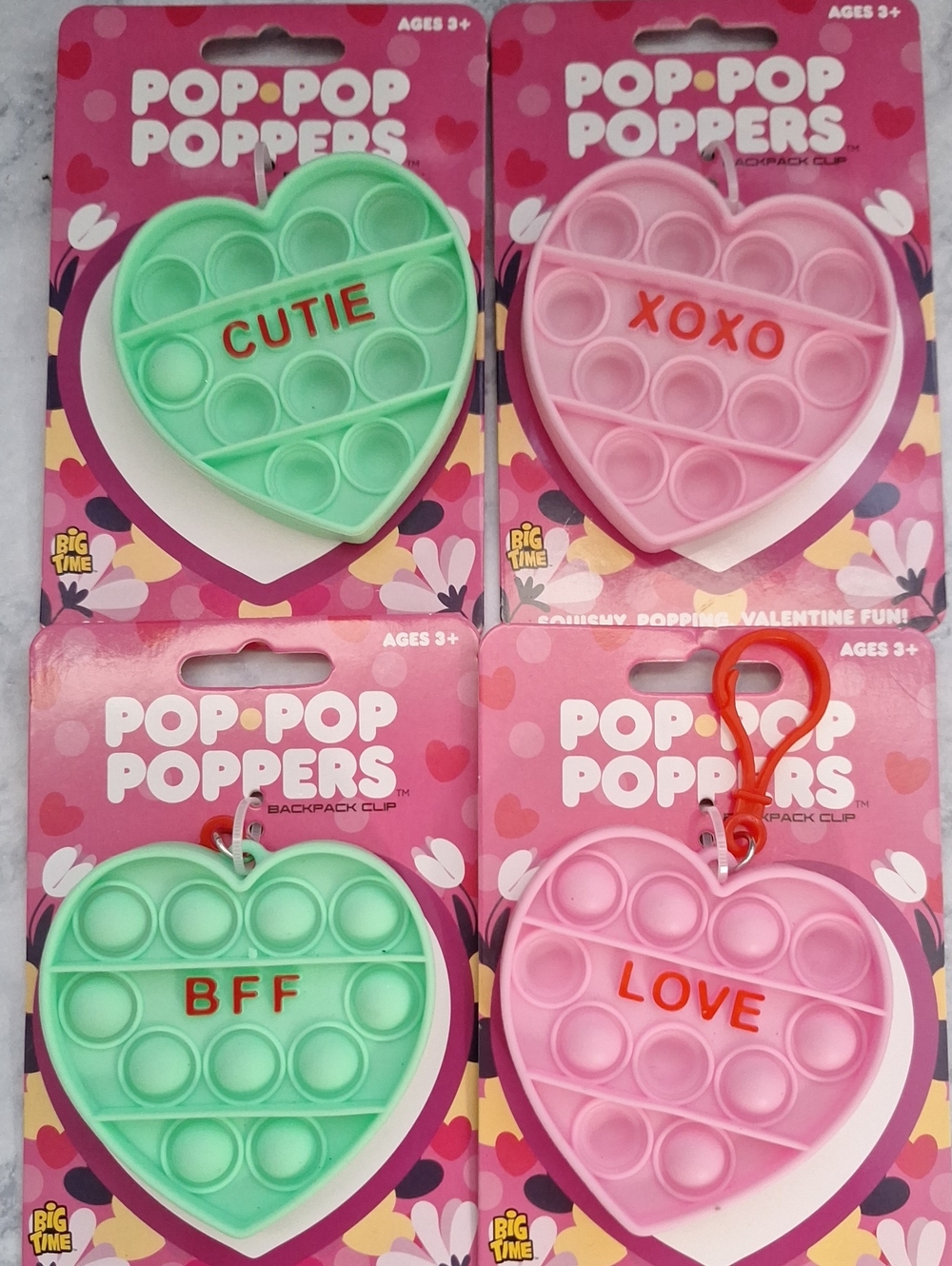 Heart Keychain Fidget Toy - Pink & Mint